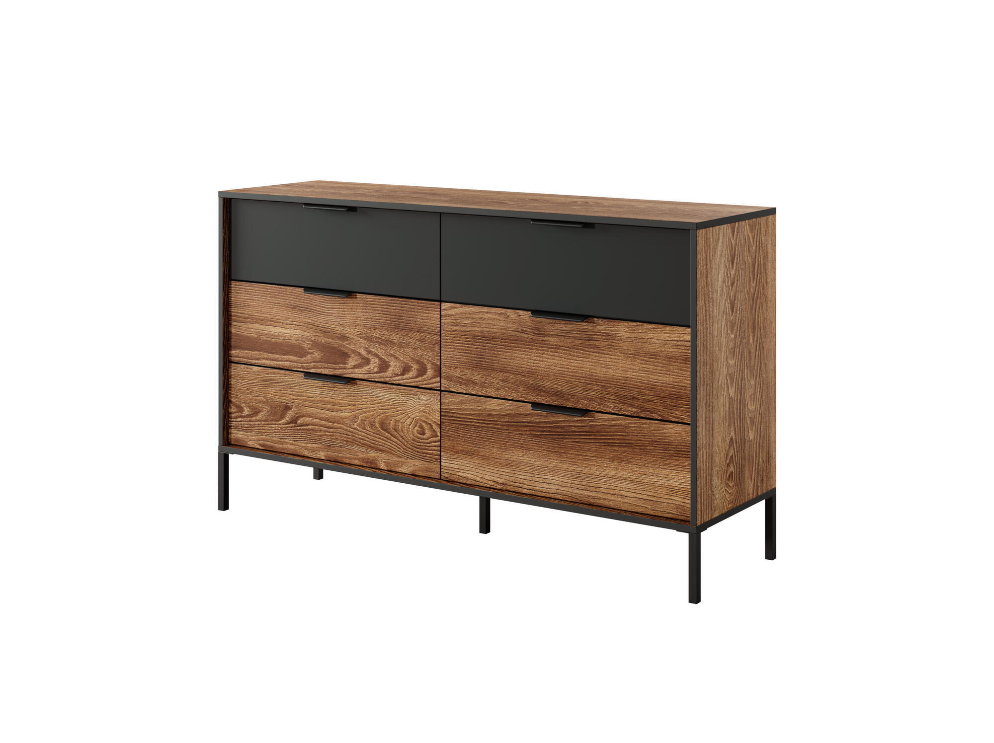 KOMMODE MILTON Braun, Schwarz 138x40x82 cm - Schwarz/Braun, Holzwerkstoff (138/82/40cm) - FURNLUX