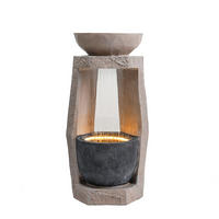 GARTENBRUNNEN, LED-Beleuchtung, Kunststein, Wasserspiel, Beige - Beige, Naturmaterialien (36.5/36/81.5cm) - FLIEKS