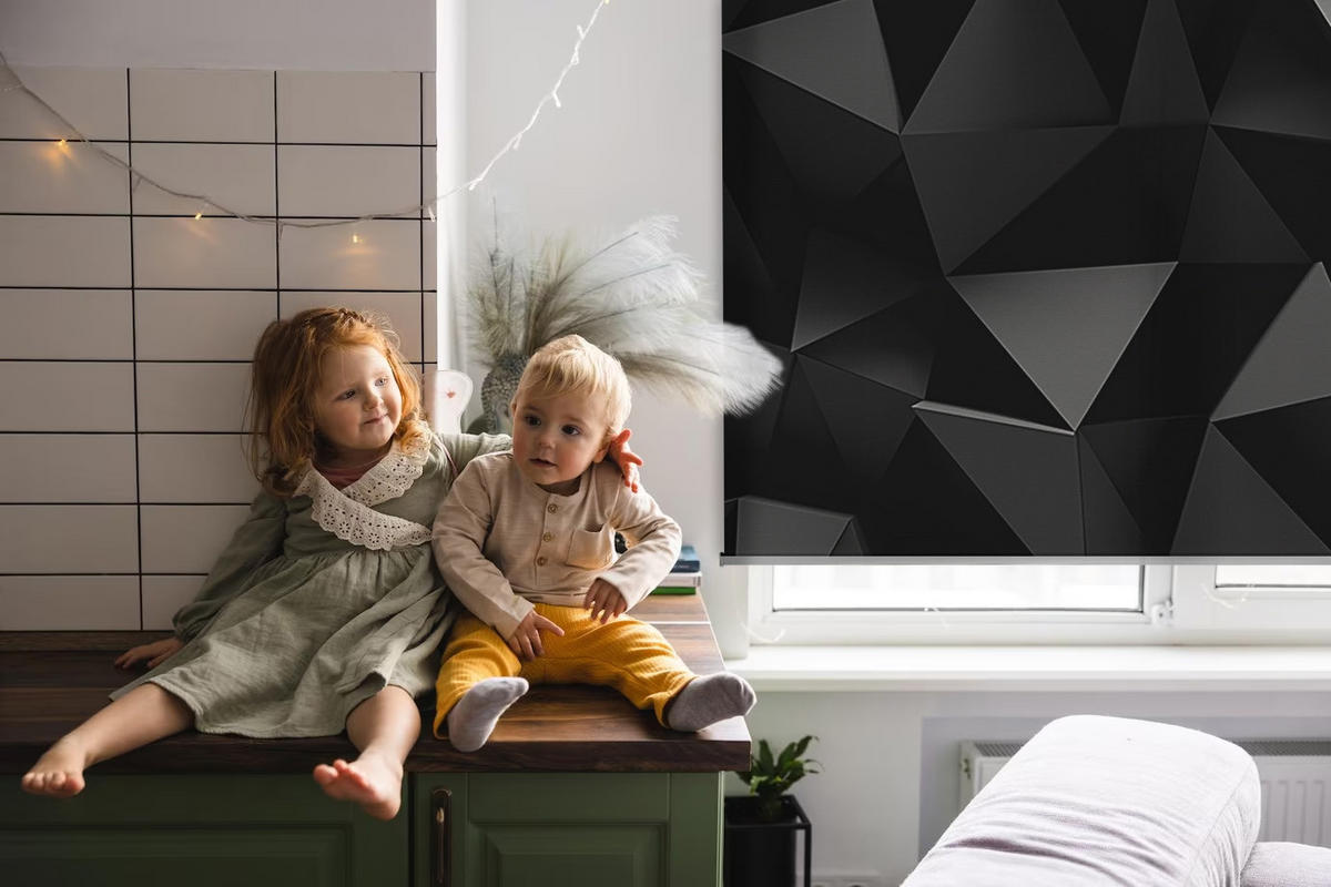 VERDUNKELUNGSROLLO 120x140 cm Schwarzes Origami - Schwarz, Textil (120/140cm) - TULUP