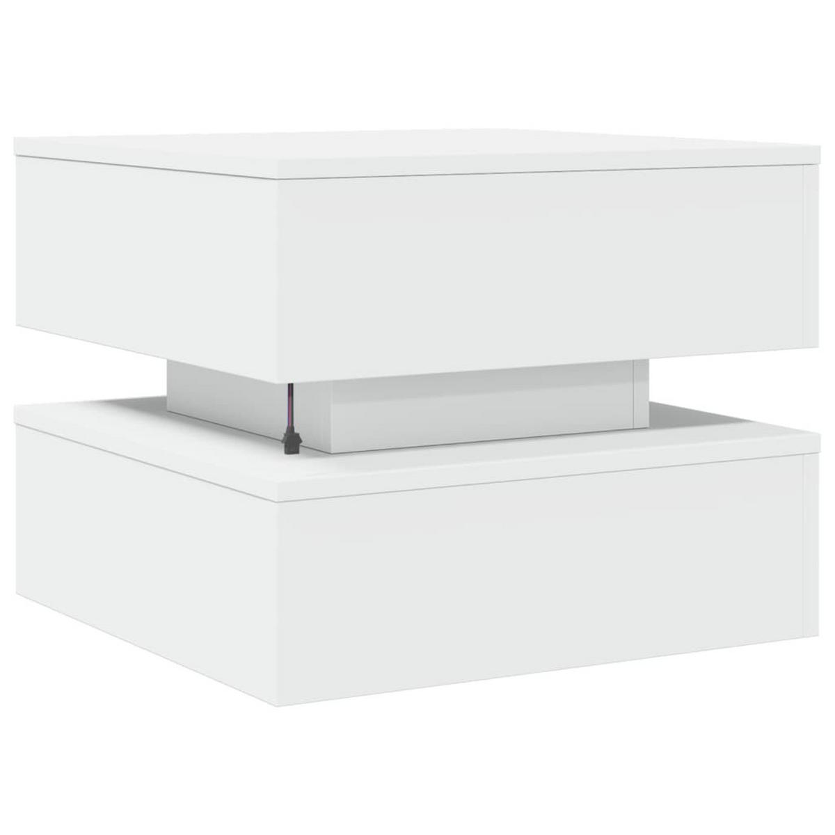 COUCHTISCH Moderner 50/50/40 cm aus Holzwerkstoff Weiß mit Led-Leuchten Quadratisch - Weiß, Holz (50/50/40cm) - vidaXL