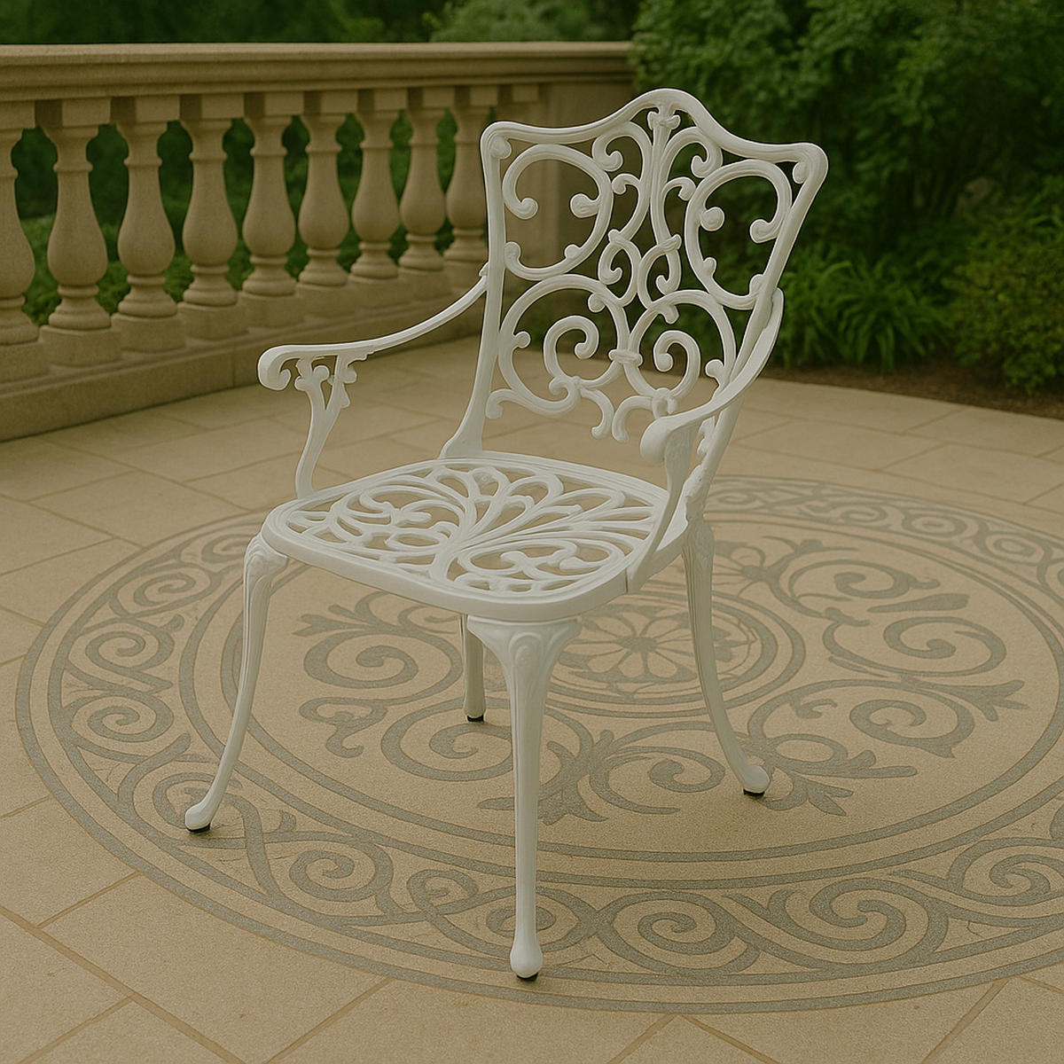 BISTROSTUHL Boulder - Jugendstil - Aluguss antik weiß - Weiß, Metall (58/90/53cm) - TPFGarden