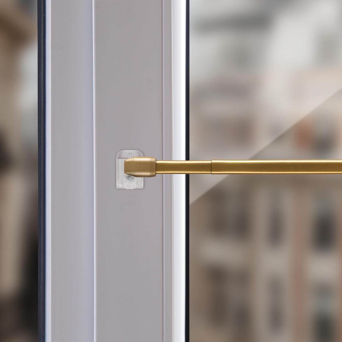 GARDINENSTANGE 2er-Pack Gold Messing glänzend 60-90 cm + 4 Klemmträger - Goldfarben, Metall (1/60cm)