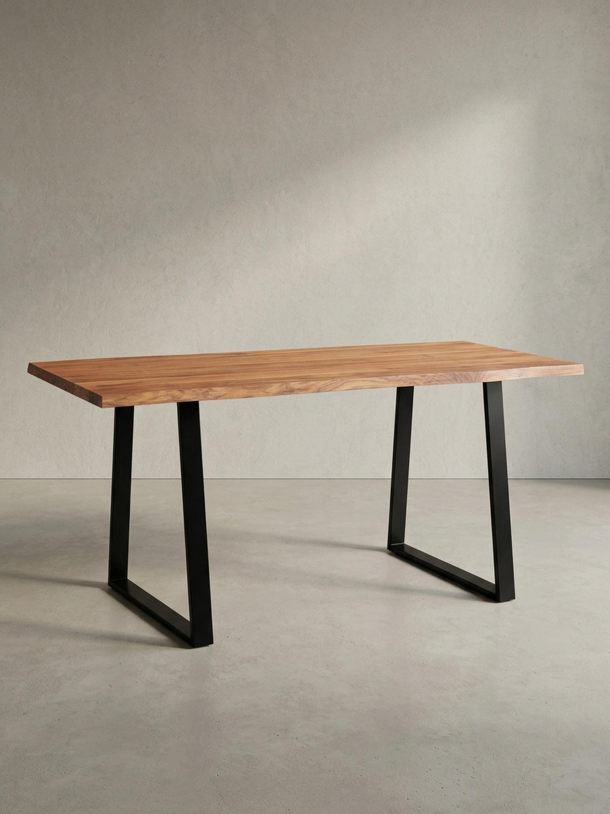 SCHREIBTISCH Massivholz Baumkante Handgefertigt Akazie TARN, Goldbraun-Schwarz 180x90x76 cm - Schwarz/Braun, Holz/Metall (90/180/76cm) - KADIMA DESIGN