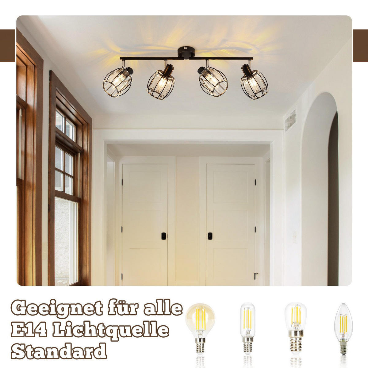 DECKENLEUCHTE Leopold 60/16/21cm - Schwarz, Metall (60/16/21cm) - Nettlife