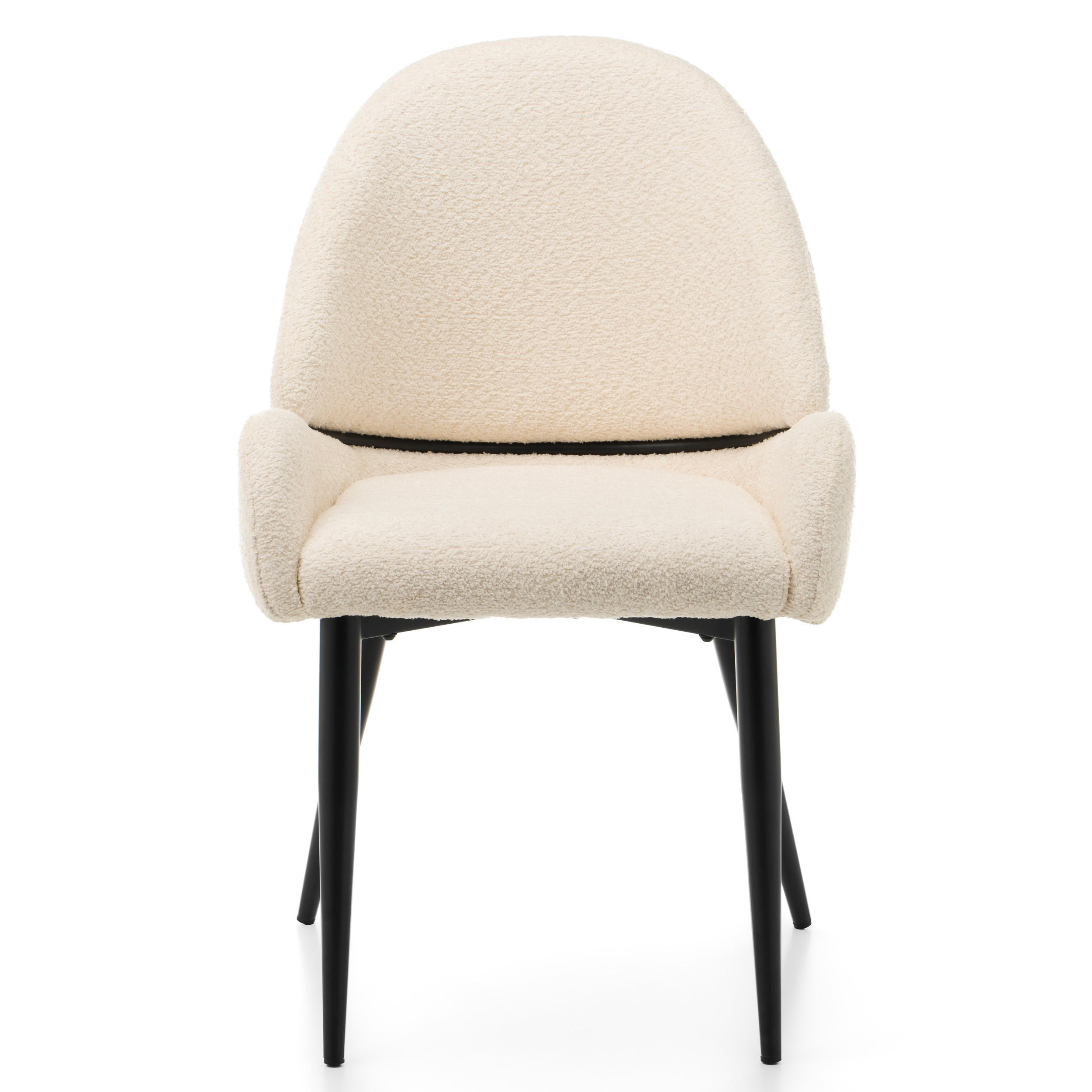 STUHL BERGAMO gepolsterter mit Steppung - hellbeige - Boucle - Ecru/Schwarz, Textil/Metall (56/91/61cm) - NEW HOME