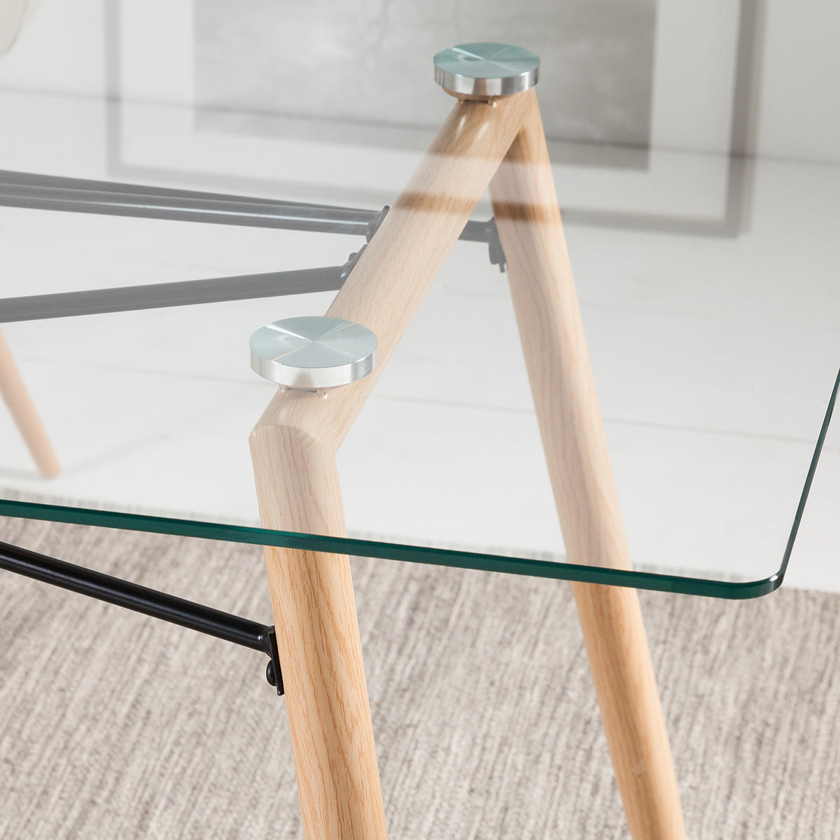 ESSTISCH - Glas / Metall - Eiche - Eichefarben, Glas/Metall (80/150/75cm) - home24