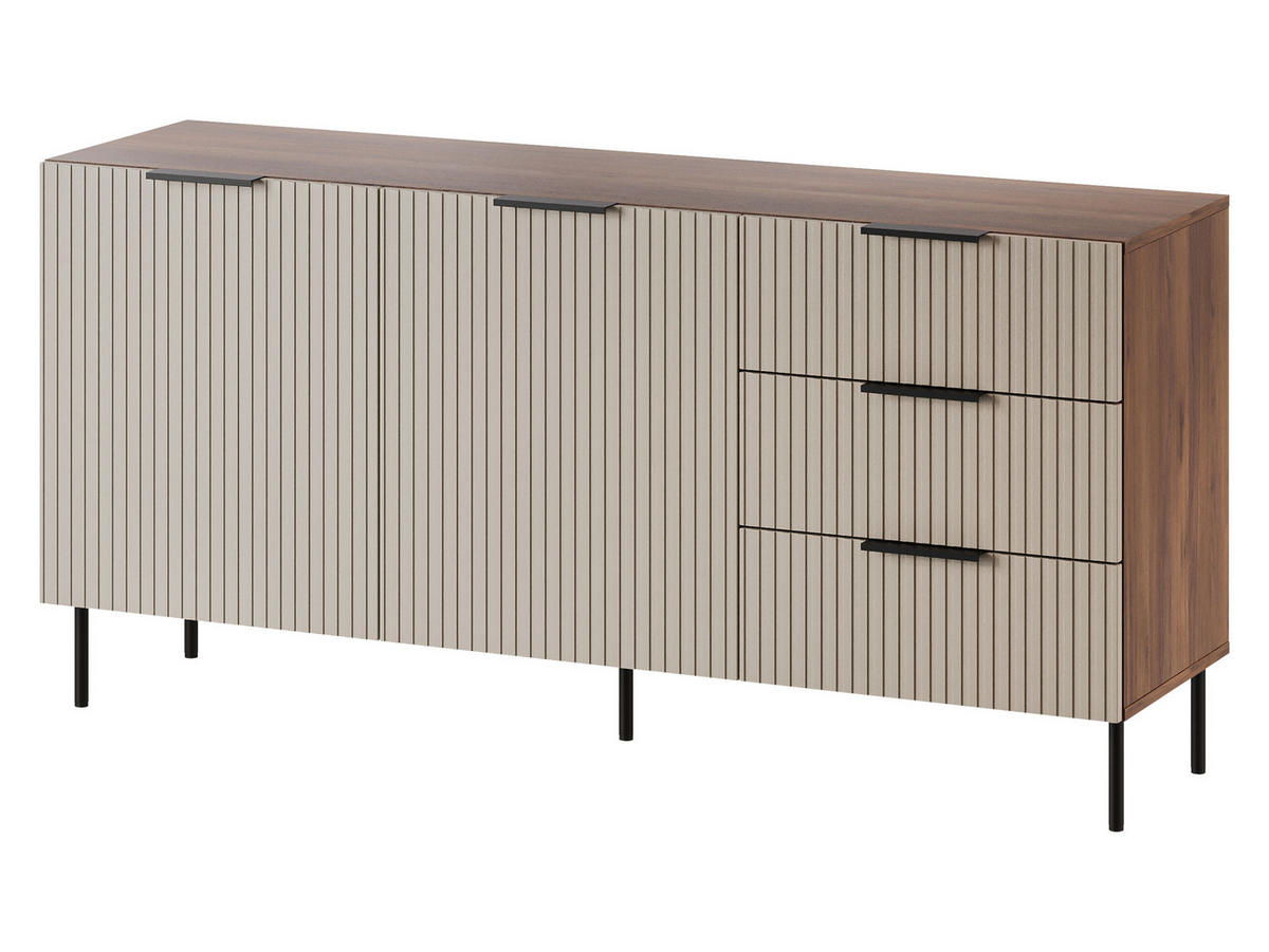 SIDEBOARD Almera 01 - Kaschmir/Nussbaumfarben, Holzwerkstoff/Metall (156/76/42cm) - MIRJAN24