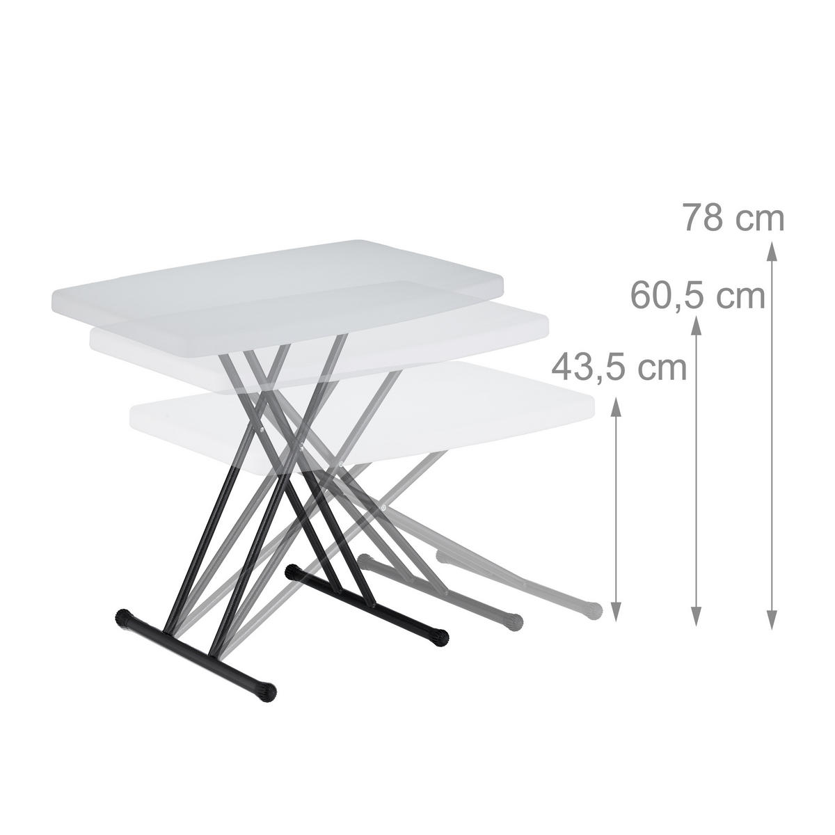 CAMPINGTISCH - Weiß, Kunststoff/Metall (49/78/71cm) - Relaxdays