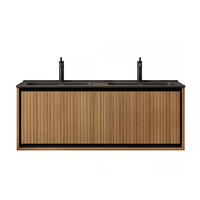 WASCHTISCHKOMBI Schwarz schwebend mit Doppelbecken - Eiche San Remo, Holzwerkstoff/Kunststoff (121/46.5/46cm) - Urban Meuble