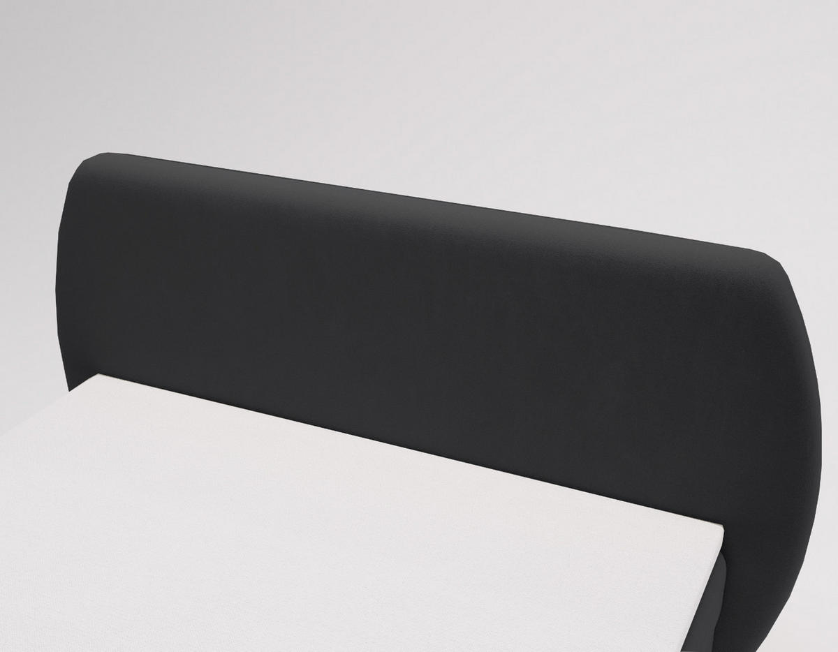 BOXBETT Bloom mit abgerundetem Kopfteil, Stoff Komodo Schwarz 120x200 cm - Schwarz, Holz (120/200cm) - Kaiser Möbel
