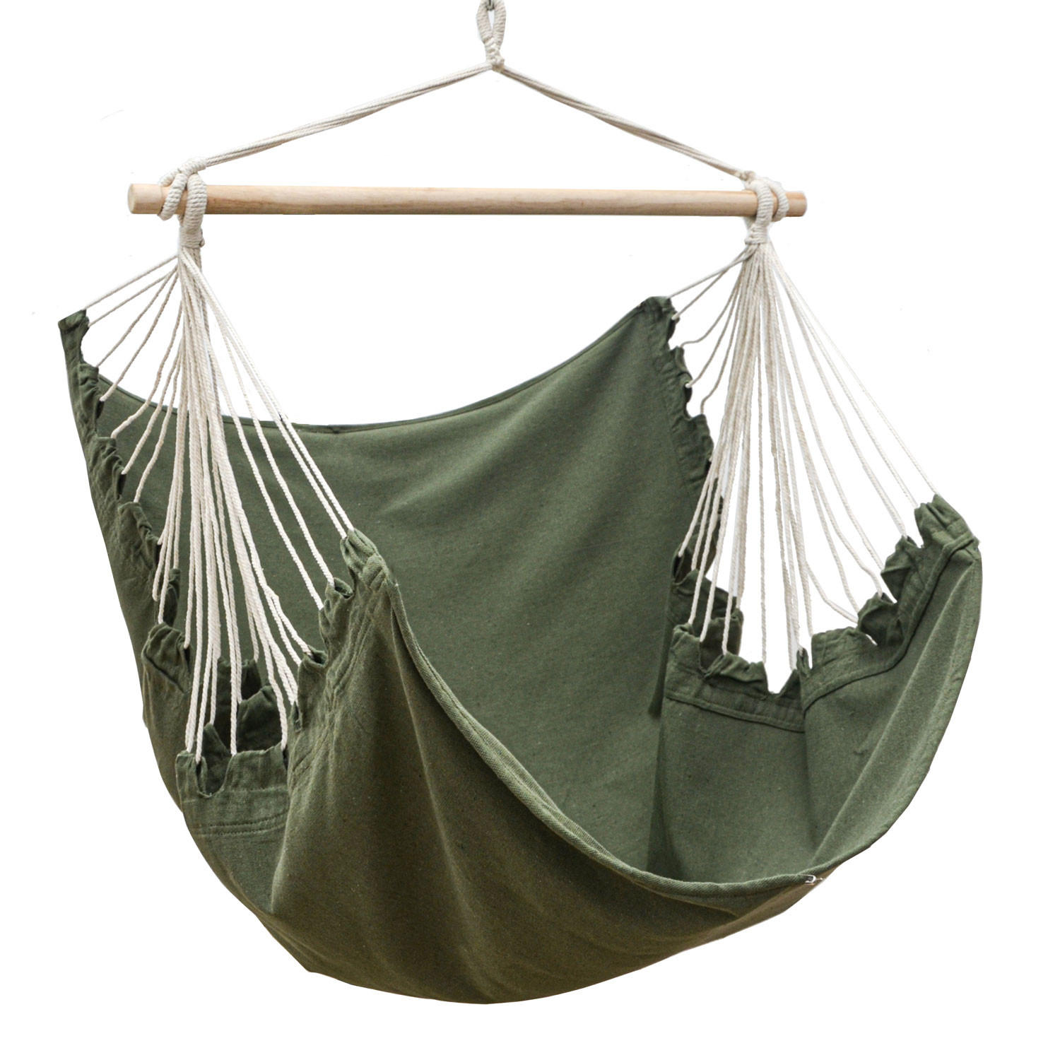 XL HÄNGESESSEL 155/125 cm Belastbar bis 100kg Olivgrün - Grün, Textil (125/140/155cm) - Amanka