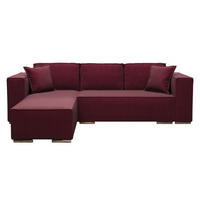 ECKSOFA L Form Vinoria Bordeaux 255/180/82 cm Links mit Schlaffunktion - Chromfarben/Bordeaux, Textil/Metall (180/255cm) - AX Living