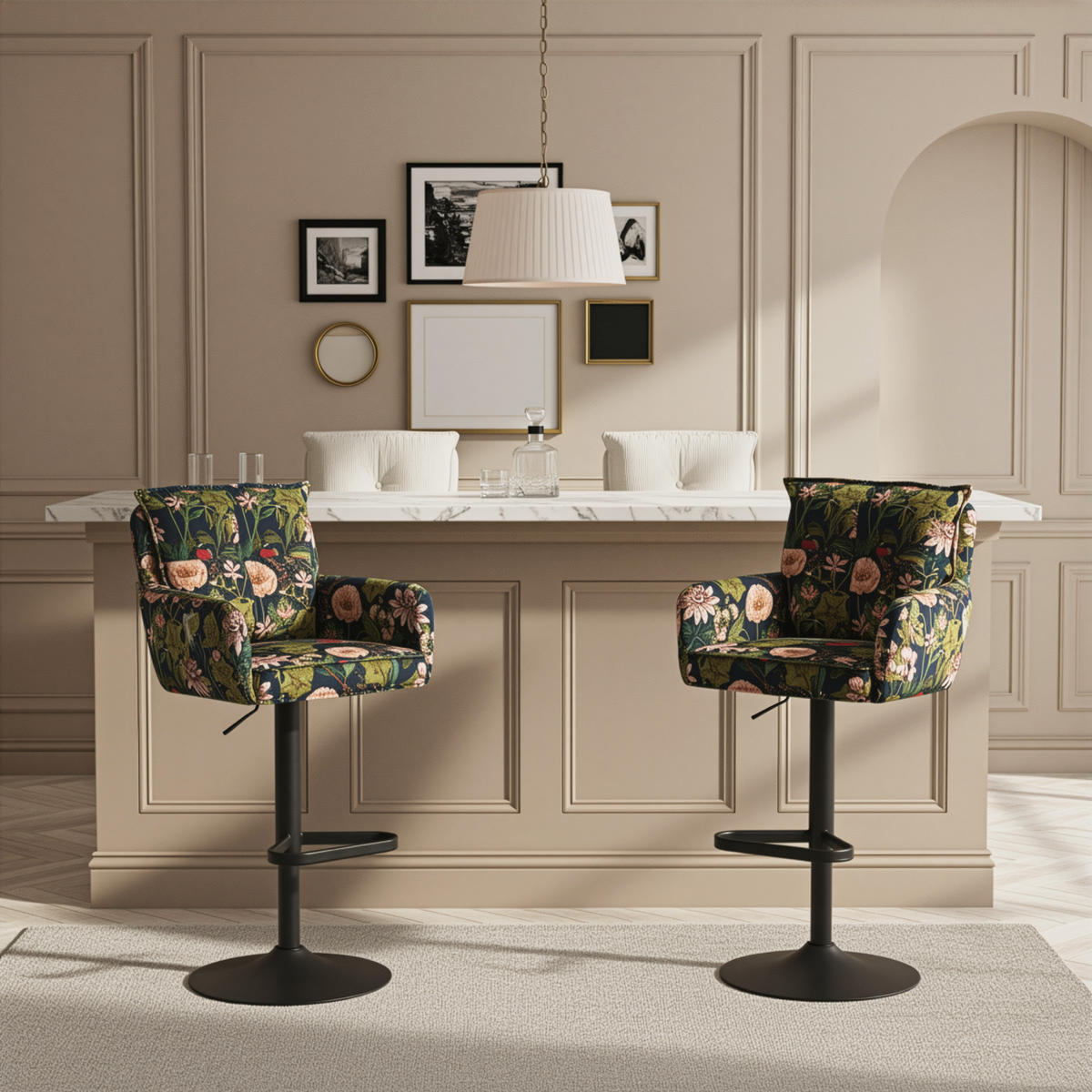 BARHOCKER Nova 2er-Set - Multicolor/Schwarz, Textil/Metall (55/100/58cm) - DUBI Möbel