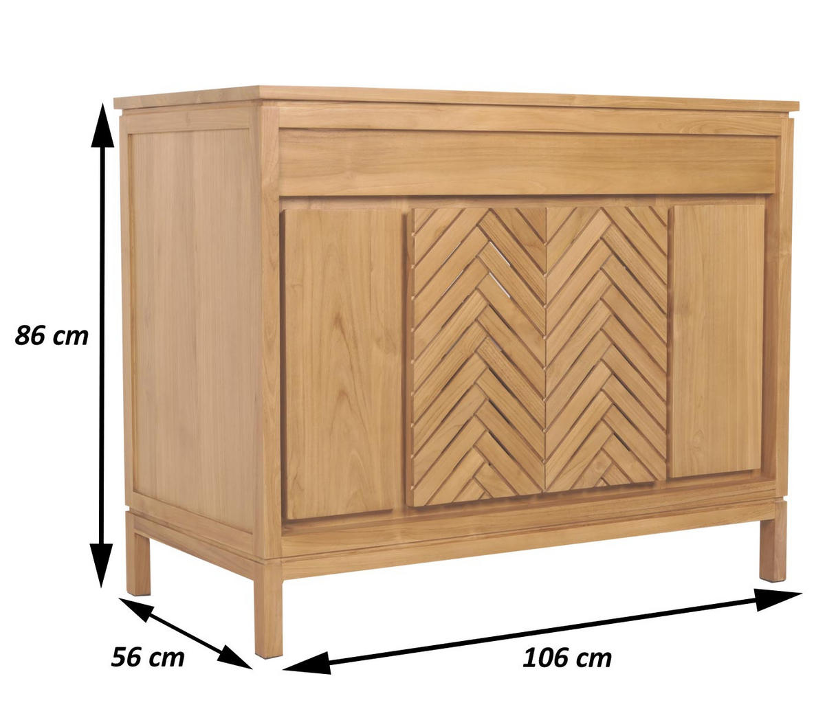 TEAK-WASCHBECKENUNTERSCHRANK Braun - Braun, Holz (106/86/56cm) - MCW