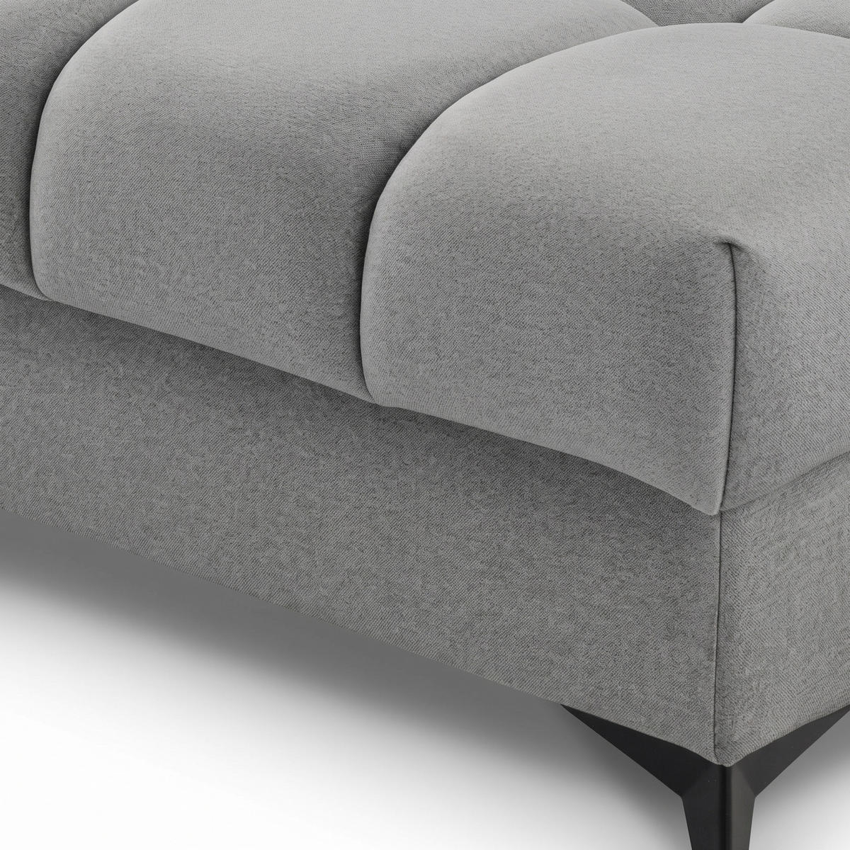 ECKSOFA PUDDING MAXI L Rechts mit Schlaffunktion 125x195 Velours Grau - Schwarz/Grau, Holz/Textil (350/203cm) - Muffo