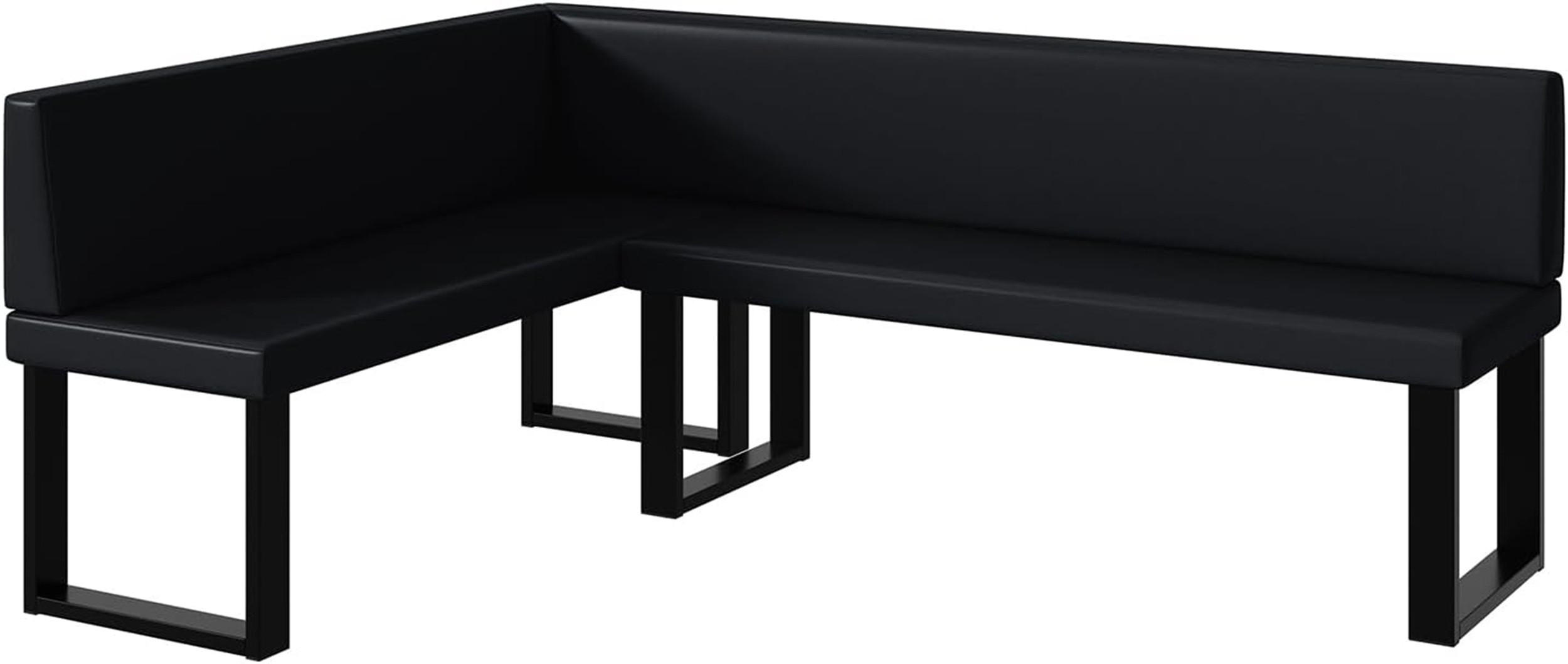 ECKBANK TONI_U - Schwarz, Leder (142/196cm) - Meblini