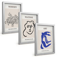 BILDER SET 3er Set - 20x30 cm Silberner Rahmen - Abstrakte minimalistische Poster - Silberfarben, Kunststoff (20/30cm) - TULUP