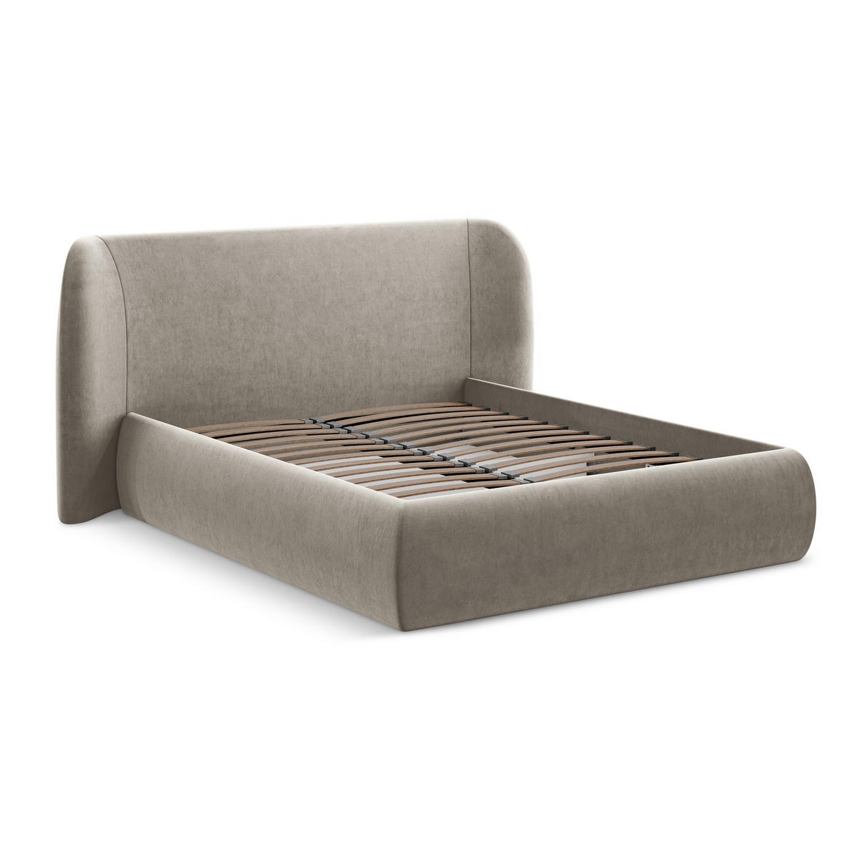 POLSTERBETT mit Bettkasten und Lattenrost 190x215 Grau - Taupe/Schwarz, Kunststoff/Textil (140/200cm) - LaMiaSofa