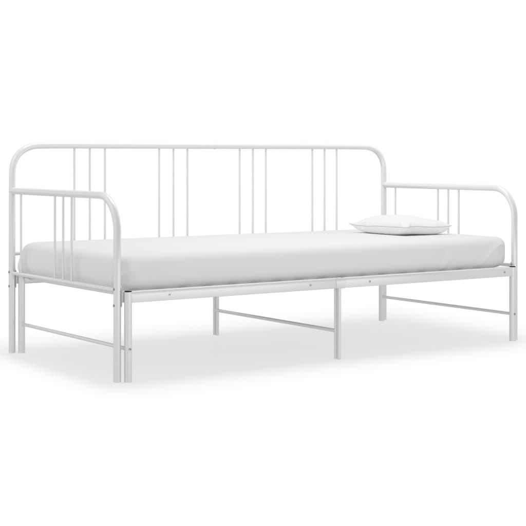 AUSZIEHSOFA BETTGESTELL WEISS METALL 90X200 CM - Weiß, Metall - vidaXL