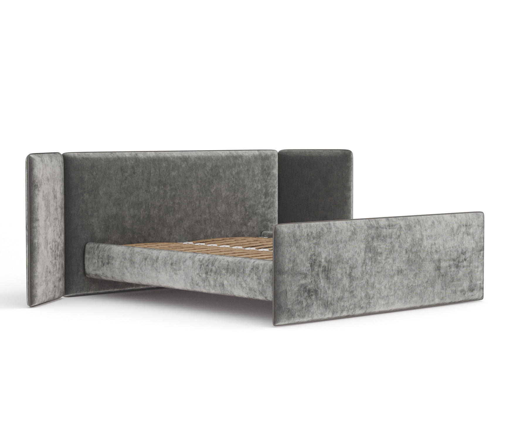 POLSTERBETT Tokyo Grau 180/200 cm - Naturfarben/Grau, Holz/Holzwerkstoff (180/200cm) - Maison de Reve