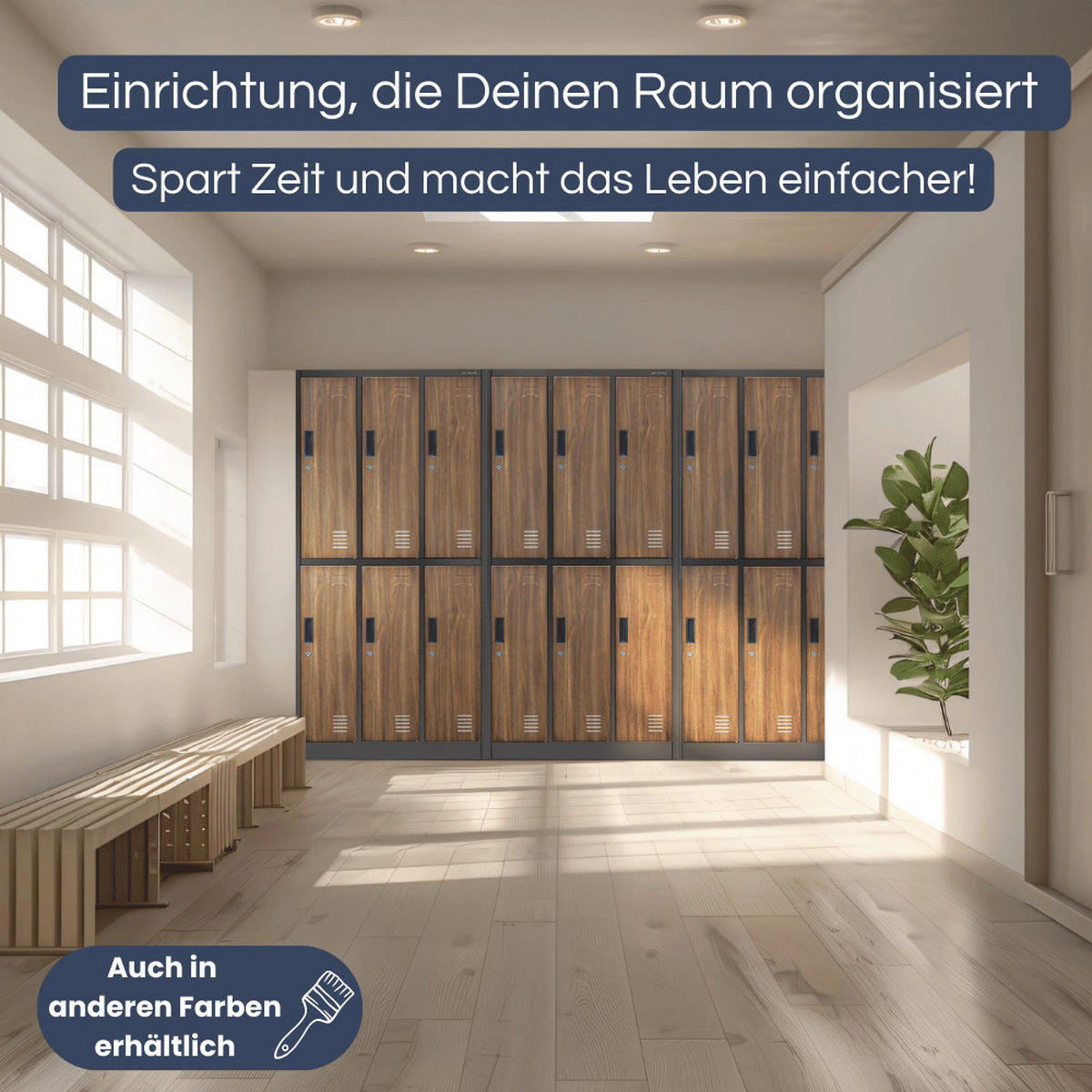 UMKLEIDESCHRANK Spind TOKIO 6 Abteile 185x90x45cm Anthrazit-Nussbaum - Anthrazit, Metall (90/185/45cm) - DELUKE