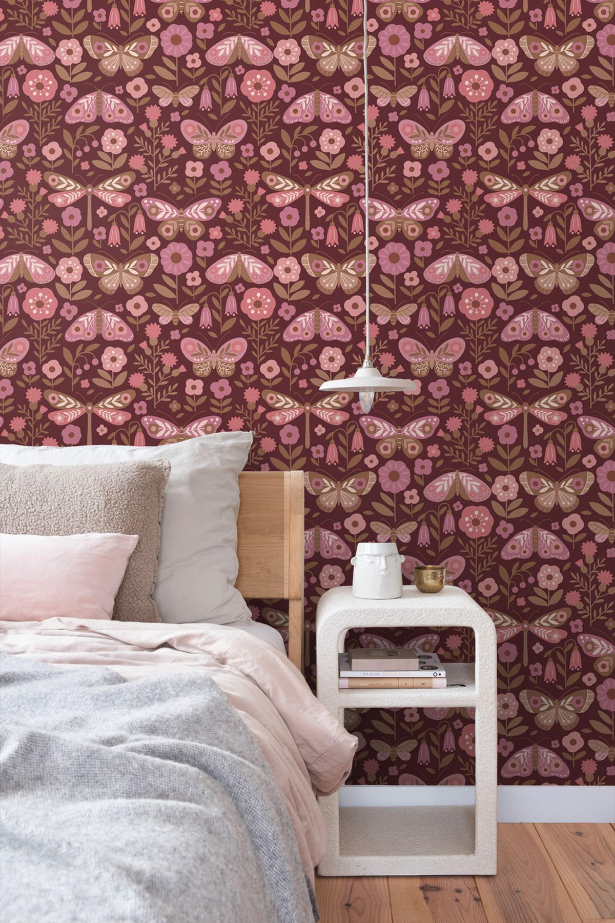 TAPETE Blumen & Schmetterlinge 50 x 900 cm - Pink, Papier (50/0.1cm) - ESTAhome