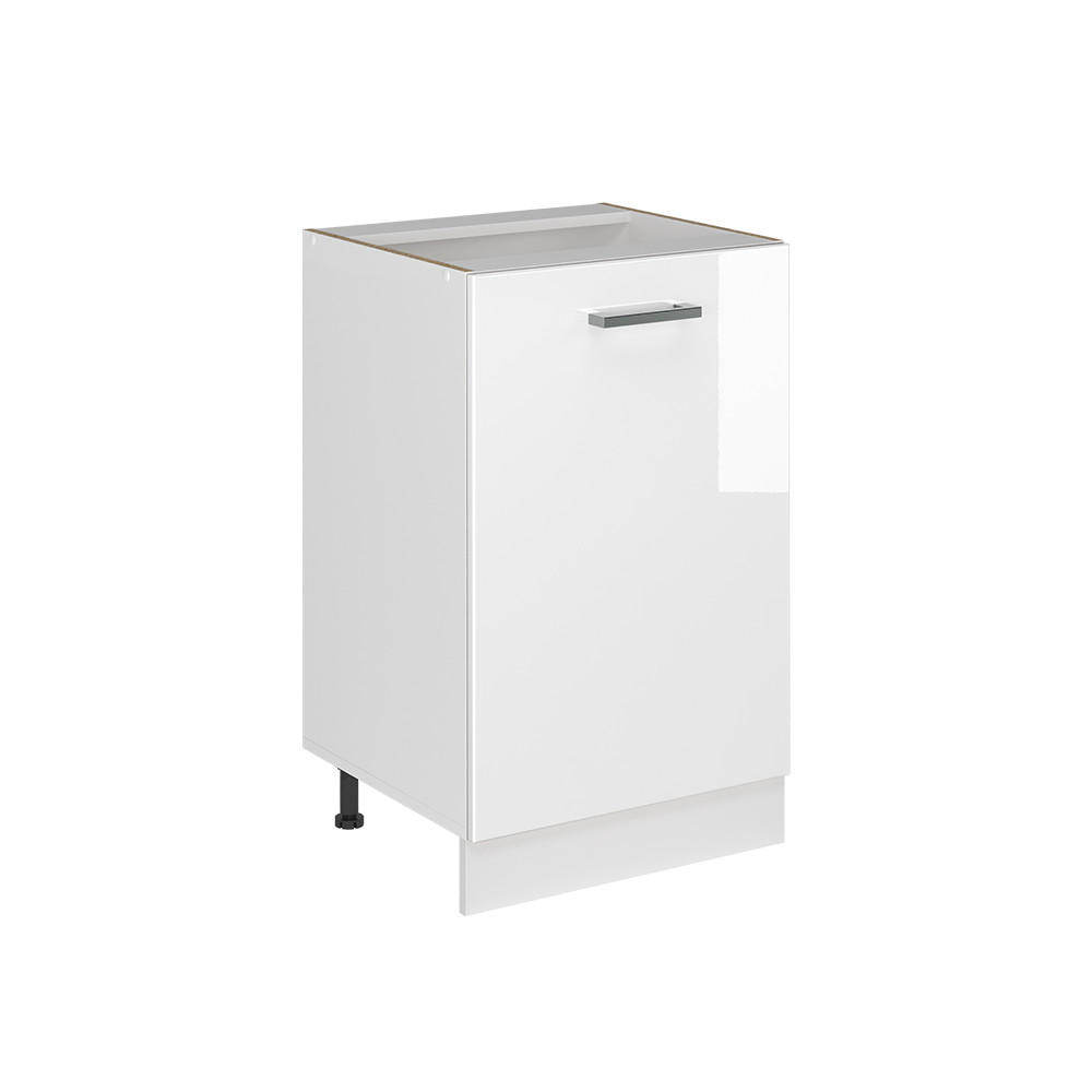 KÜCHENUNTERSCHRANK R-Line, Weiß Hochglanz/Weiß, 50 cm ohne Arbeitsplatte - Weiß Hochglanz/Weiß, Holzwerkstoff (50/81.6/46cm) - Vicco