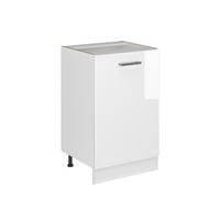 KÜCHENUNTERSCHRANK R-Line, Weiß Hochglanz/Weiß, 50 cm ohne Arbeitsplatte - Weiß Hochglanz/Weiß, Holzwerkstoff (50/81.6/46cm) - Vicco