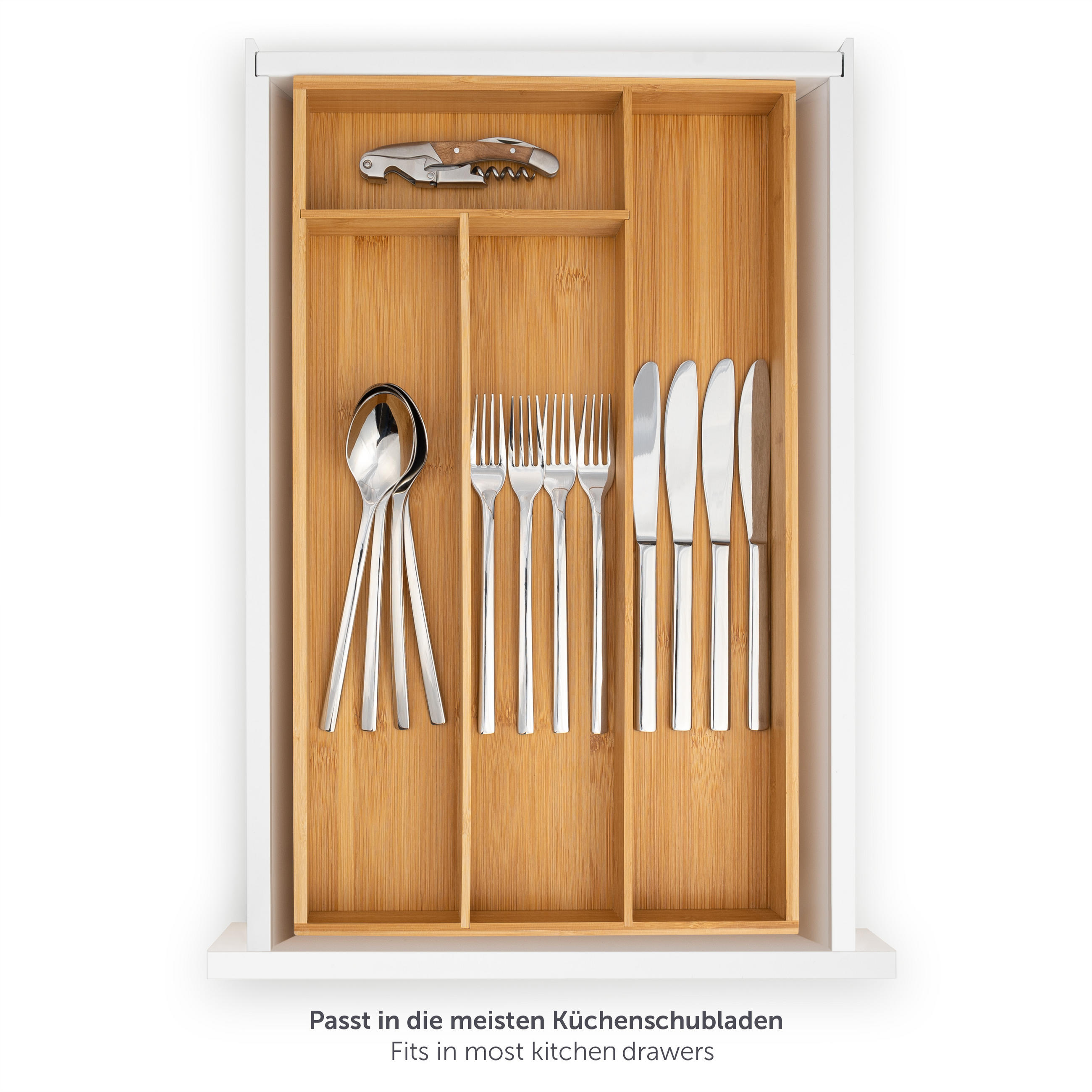 BESTECKKASTEN 27/49 cm, 4 Fächer, Bambus - Eichefarben, Holz (27/5/49cm) - Blumtal