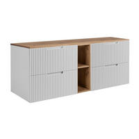 BADEZIMMERSCHRANK : weiß/Eiche Craft 180 (2 x 80 + 20) x 58,6 x 46 cm - Weiß/Braun, Holzwerkstoff (180/58.6/46cm) - 3XE LIVING