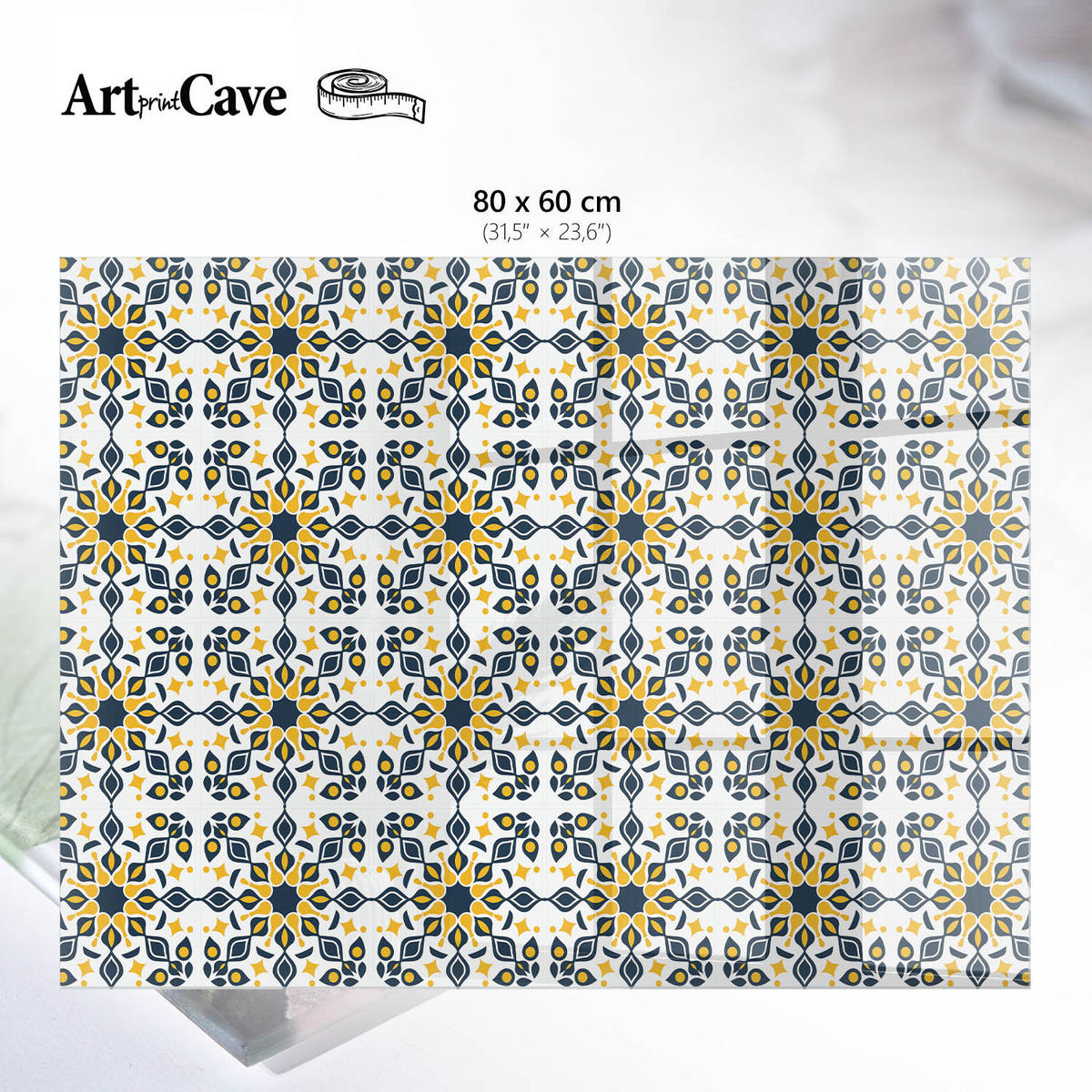 GLASPLATTE 80x60 cm – Mosaik-Eleganz - Gelb, Glas (0.4/80/60cm) - ArtPrintCave