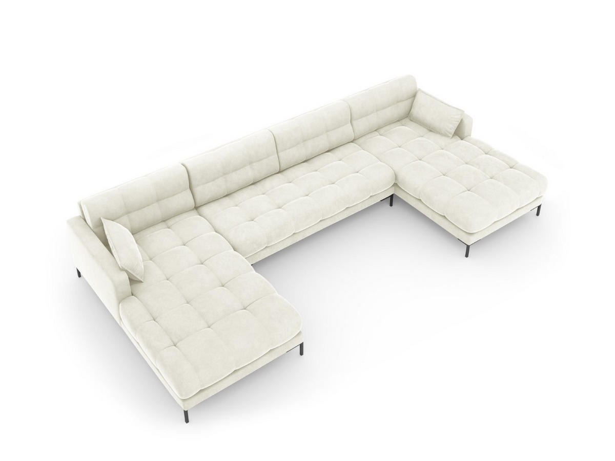 PANORAMASOFA Mamaia aus Samt leichtes beige 6 Sitzplätze - Creme, Textil (185/75/383cm) - Micadoni