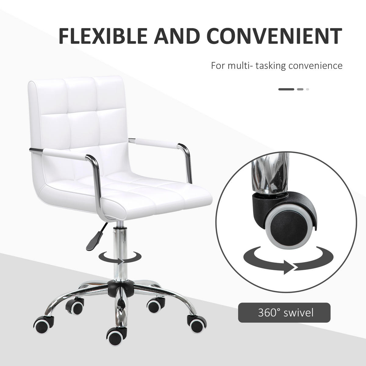 BÜROSTUHL Drehstuhl Rollhocker Drehhocker Arbeitshocker Stuhl Sessel Weiß - Weiß, Kunststoff (54/99/52.5cm) - HOMCOM
