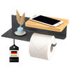 TOILETTENPAPIERHALTER VARAZ mit 2 Ablagen, Metall und Bambus - Grau, Metall (31.5/9.5/13cm) - eluno