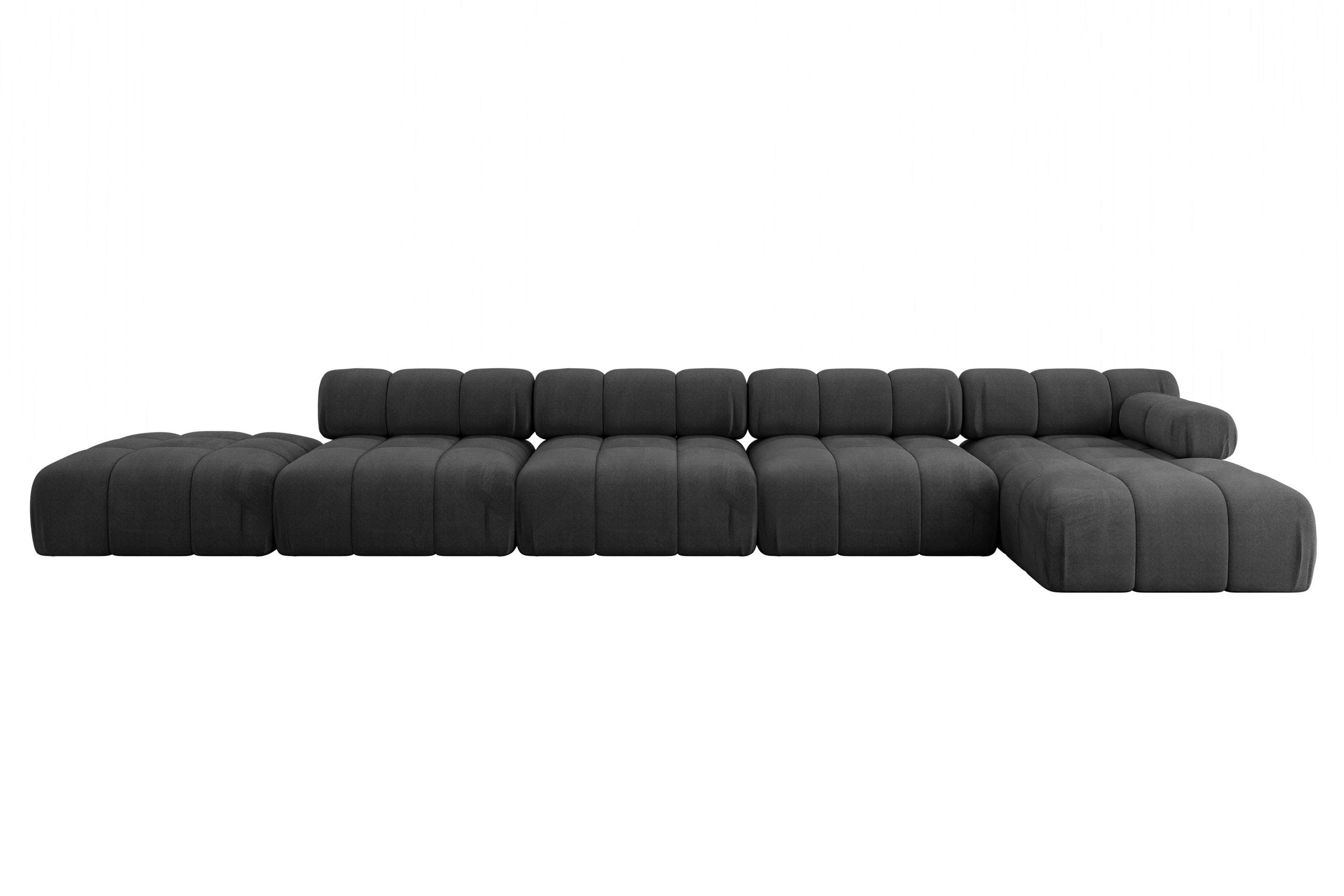 ECKSOFA modulares Sofa Lizur-L3 - 475x160x70 cm Schwarz Velours - Schwarz, Holzwerkstoff/Textil (475/160cm) - ALTDECOR