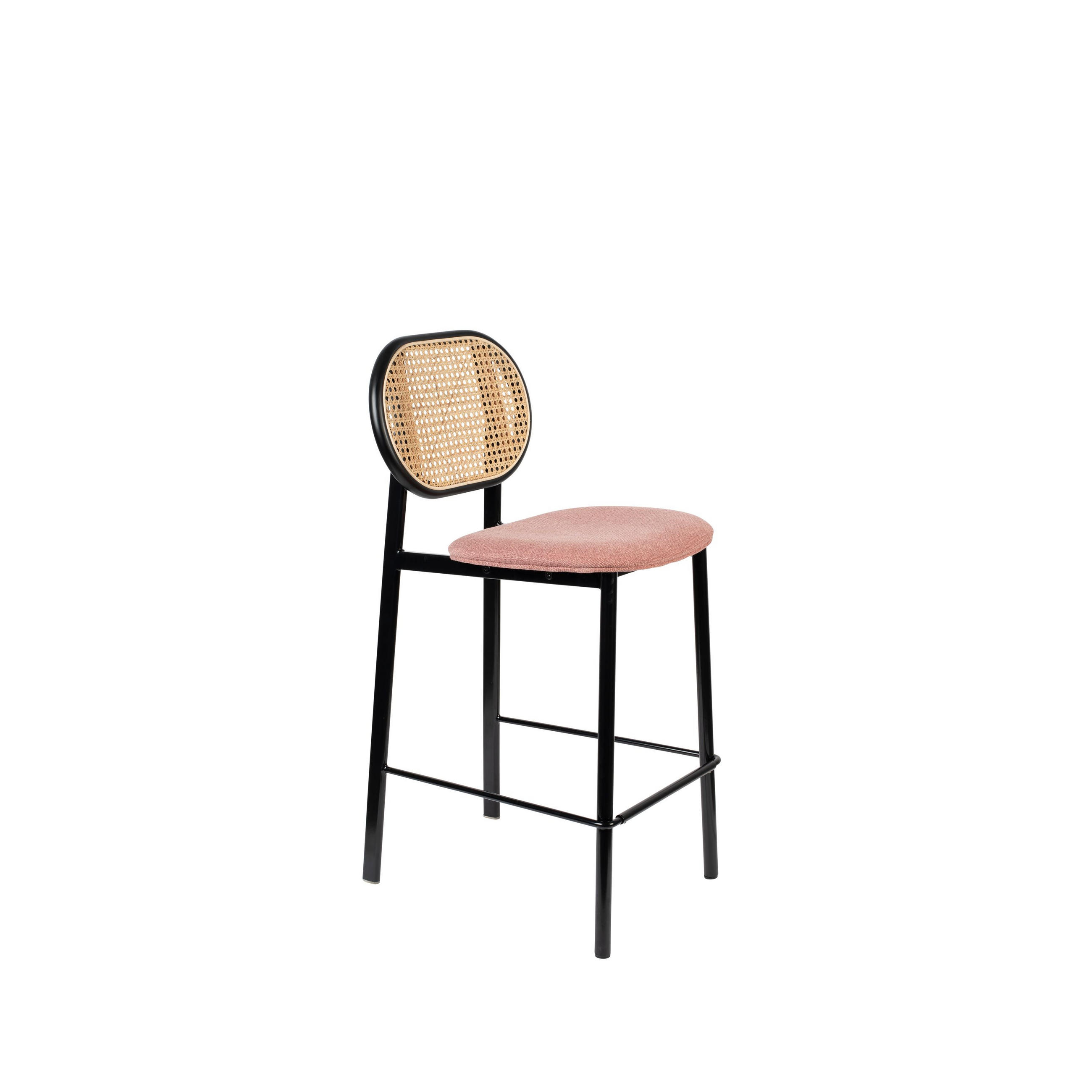 BARHOCKER Spike Rückenlehne 64,5 cm Natur/ Rosa - Pink, Textil (42.5/94/53cm) - Zuiver