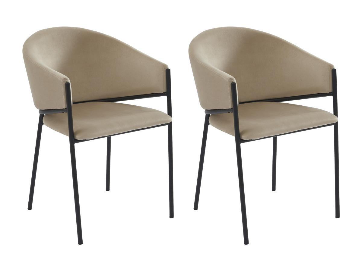 STUHL mit Armlehnen 2er-Set - Samt & Schwarzes Metall - Beige - ORDIDA - Beige, Textil (61/80/53cm) - Pascal Morabito