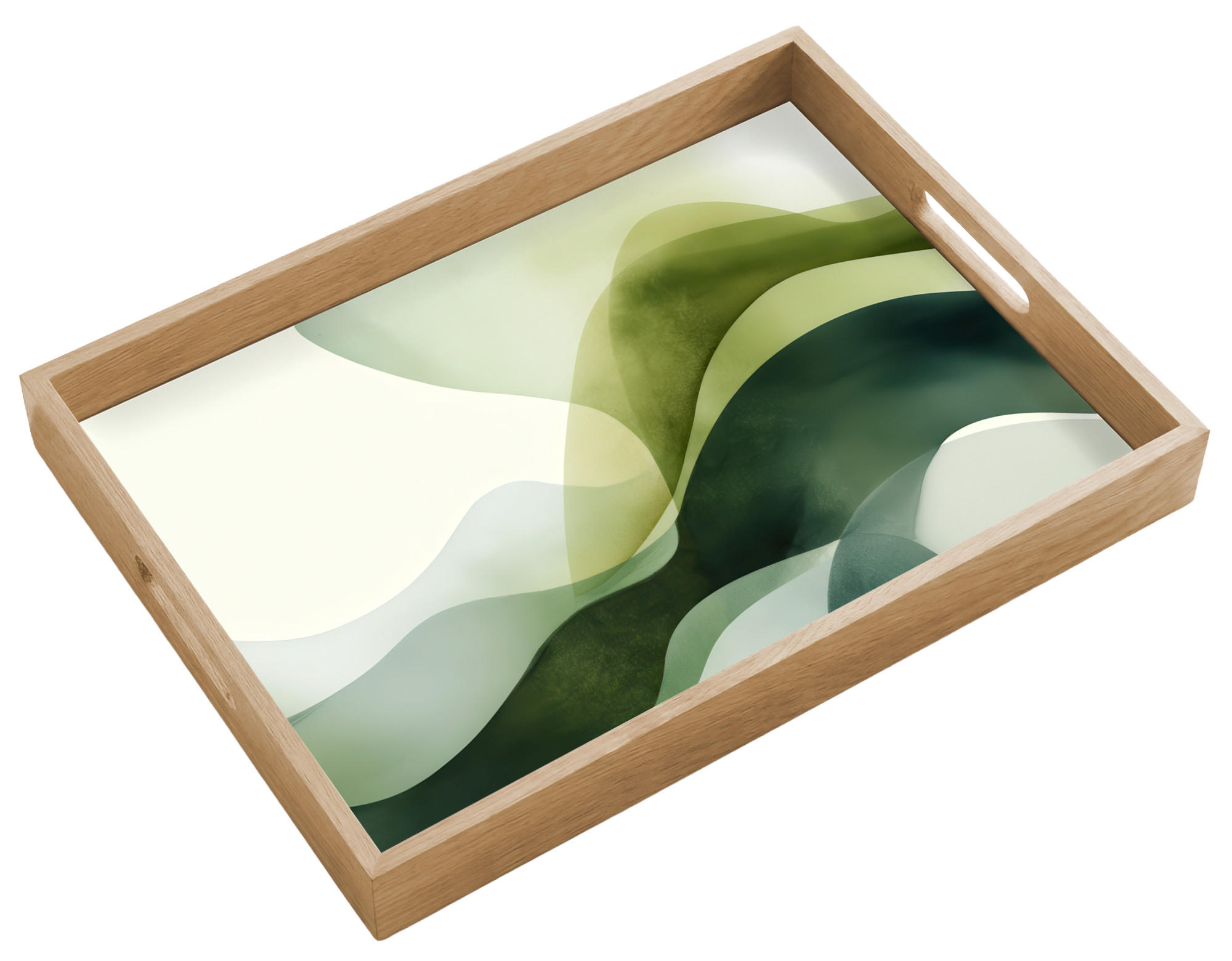 PODNOS Vlny - abstraktné - svetlozelené - ornamentálne 50x35 cm - zelená, drevo (50/5/5cm) - OnlyWow