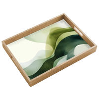 SERVÍROVACÍ PODNOS Vlny - abstraktní - světle zelená - ornamentální 50x35 cm - zelená barva, dřevo (50/5/5cm) - OnlyWow