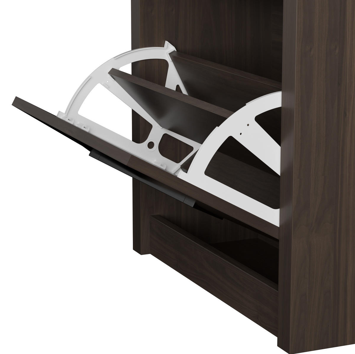 SCHUHSCHRANK 54/25/115 cm mit 3 Klappfächern und Rattan-Dekor aus Spanplatte, Dunkelbraun in Holzoptik - Naturfarben, Holzwerkstoff (54/115/25cm) - Redom