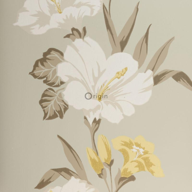 TAPETE Eibischmuster 52 cm x 10.05 m - Türkis, Papier (52/1000cm) - Origin Wallcoverings