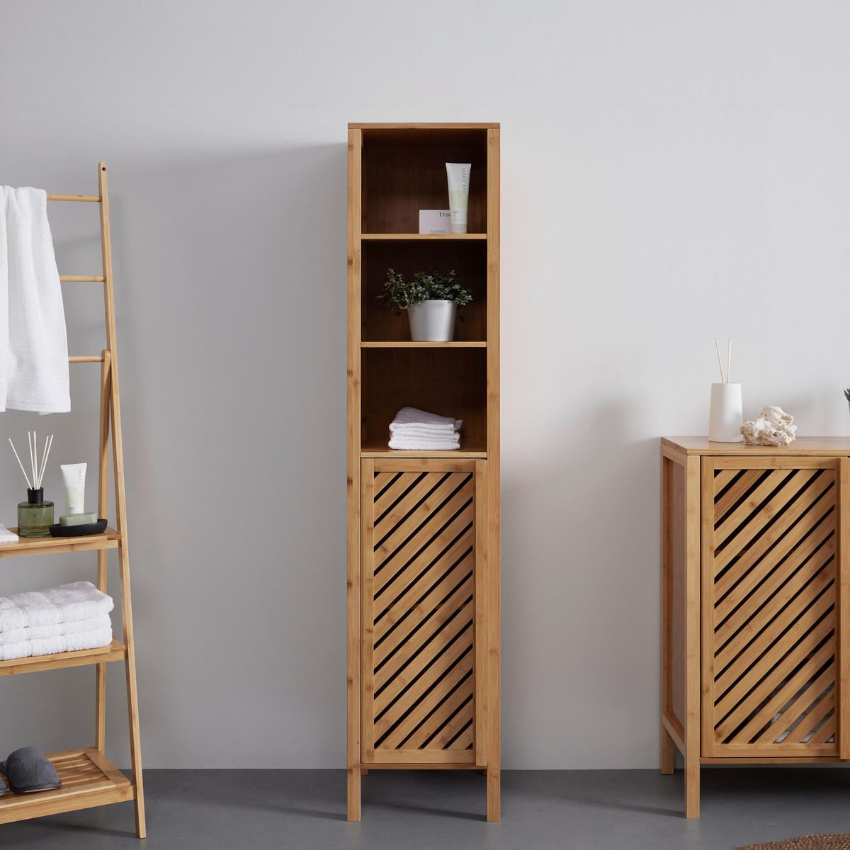 HOCHSCHRANK Bonny Hellbraun ca. 35 /160 / 36 cm - Naturfarben, Holzwerkstoff (35/160/36cm) - Bessagi Home