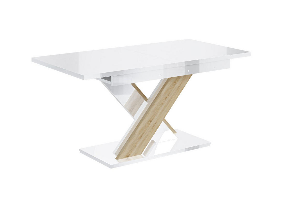 ESSTISCH ausziehbar 140 -180x80x75 cm - Weiß Hochglanz / Sonoma - RONX - Sonoma Eiche, Holzwerkstoff (140/80/75cm) - ALTDECOR