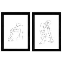 POSTER Set Mit 2 Single-Line Frau Sitzenstehen A3 Rahmenlos - Klar, Papier (29.7/5/42cm) - Nacnic