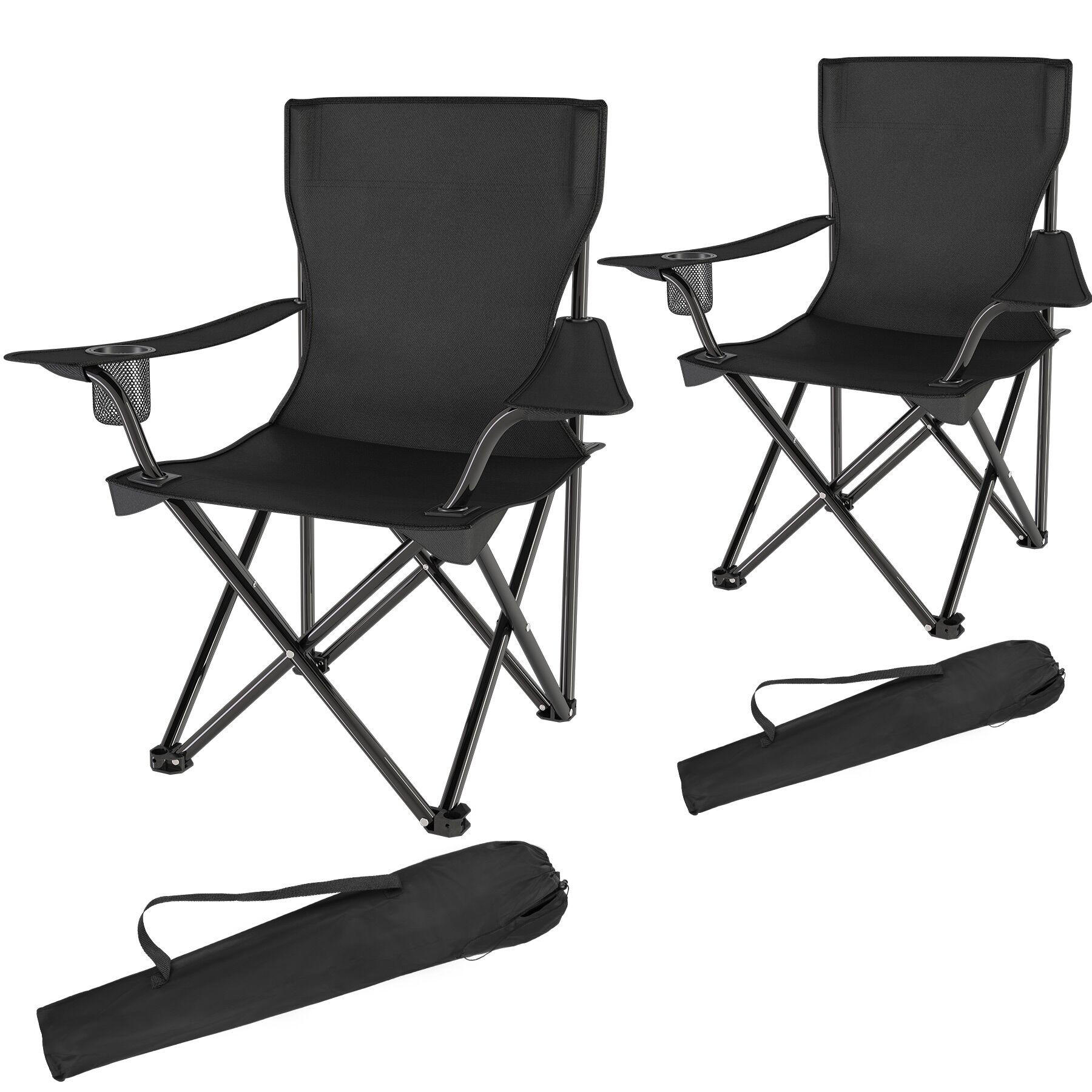 CAMPINGSTUHL 2er Set Gil, 80 x 48 x 84,5 cm, schwarz - Schwarz, Metall (48/84.5/80cm) - tectake