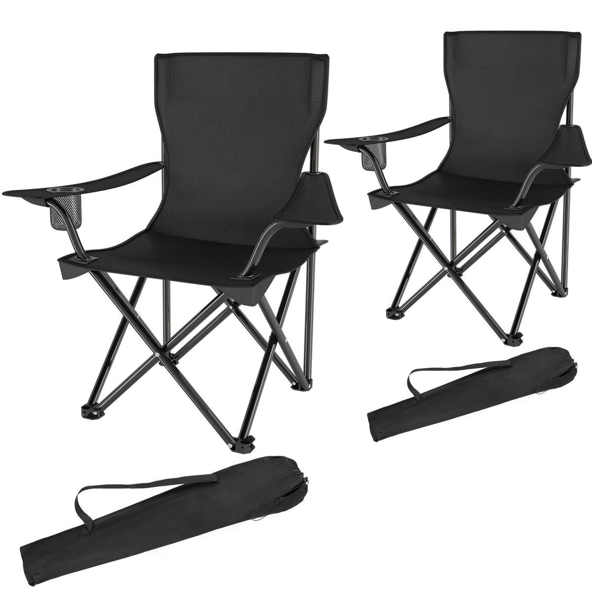 CAMPINGSTUHL 2er Set Gil, 80 x 48 x 84,5 cm, schwarz - Schwarz, Metall (48/84.5/80cm) - tectake