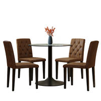 ESSGRUPPE DE-39482 5-teilig, Glastisch und 4 Stühlen mit Rautensteppung Braun - Braun, Metall (85/75/85cm) - ComfortXL