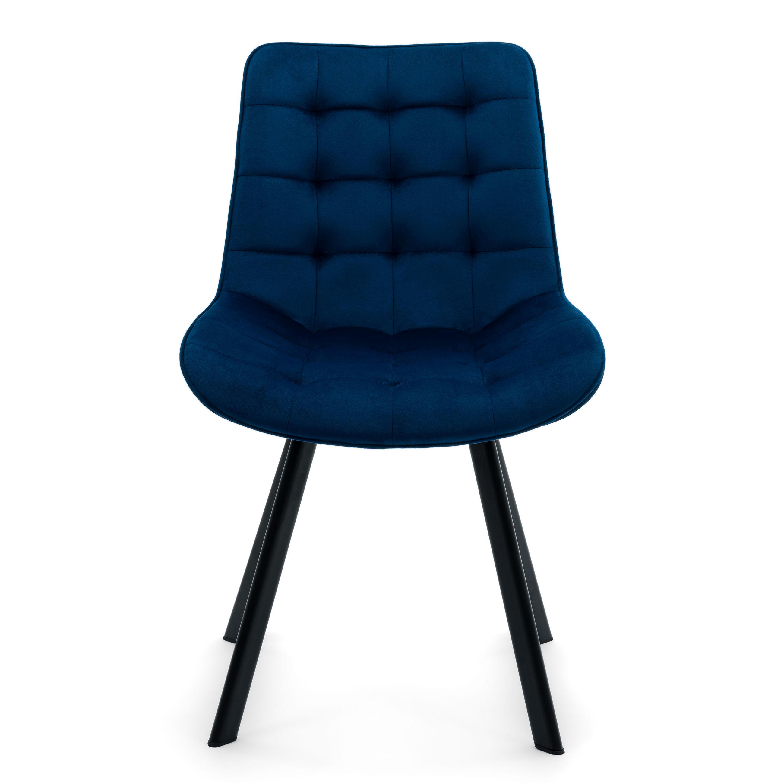 STUHL TORI gepolsterter mit Steppung - dunkelblau - Samt Velour - Blau/Schwarz, Textil/Metall (53/86/60cm) - NEW HOME