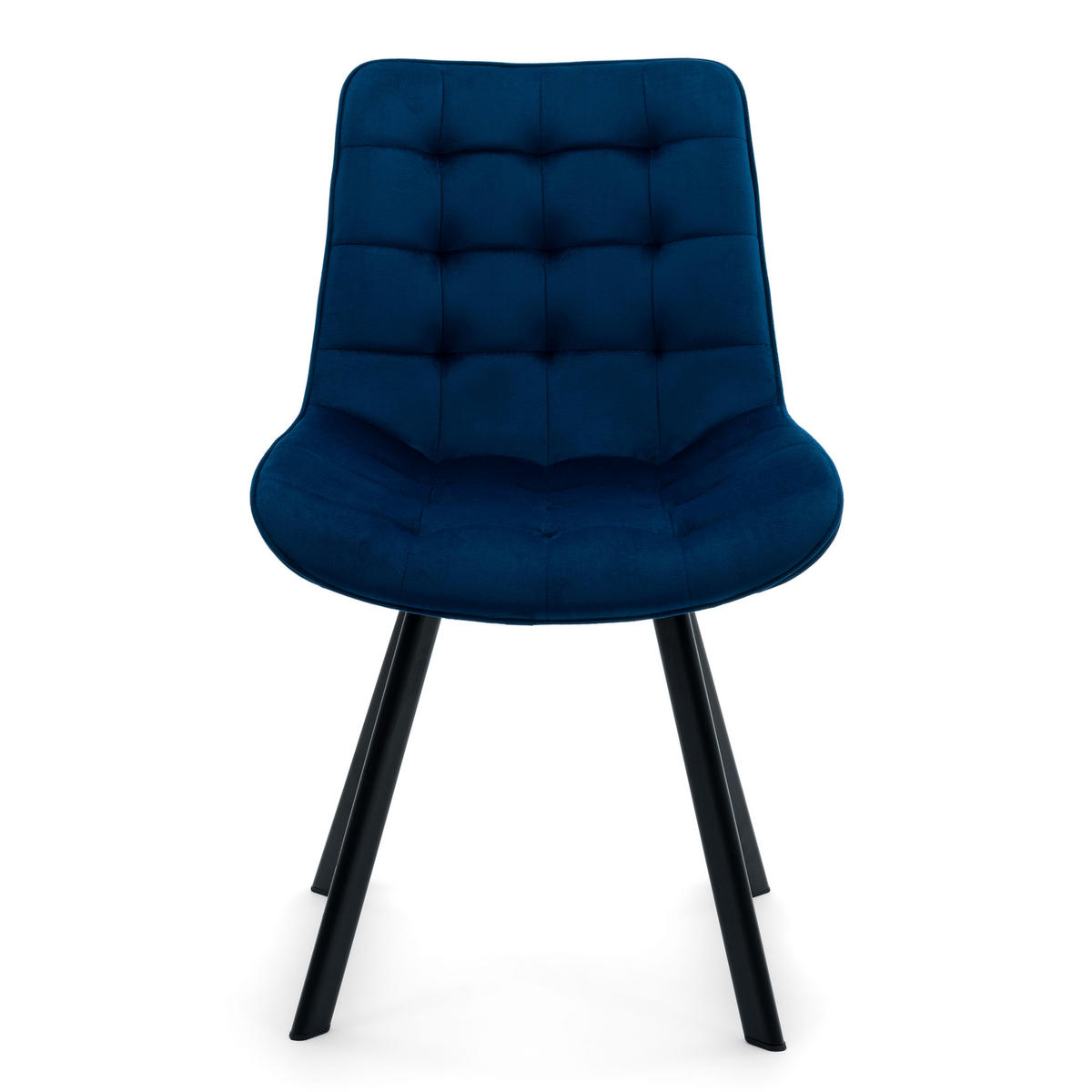 STUHL TORI gepolsterter mit Steppung - dunkelblau - Samt Velour - Blau/Schwarz, Textil/Metall (53/86/60cm) - NEW HOME