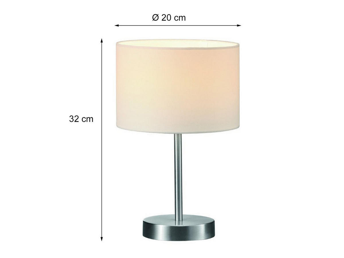 LED-TISCHLAMPE Stoffschirm Weiß, dimmbar, Höhe 55cm - Weiß, Textil (30/30/55cm) - meineWunschleuchte